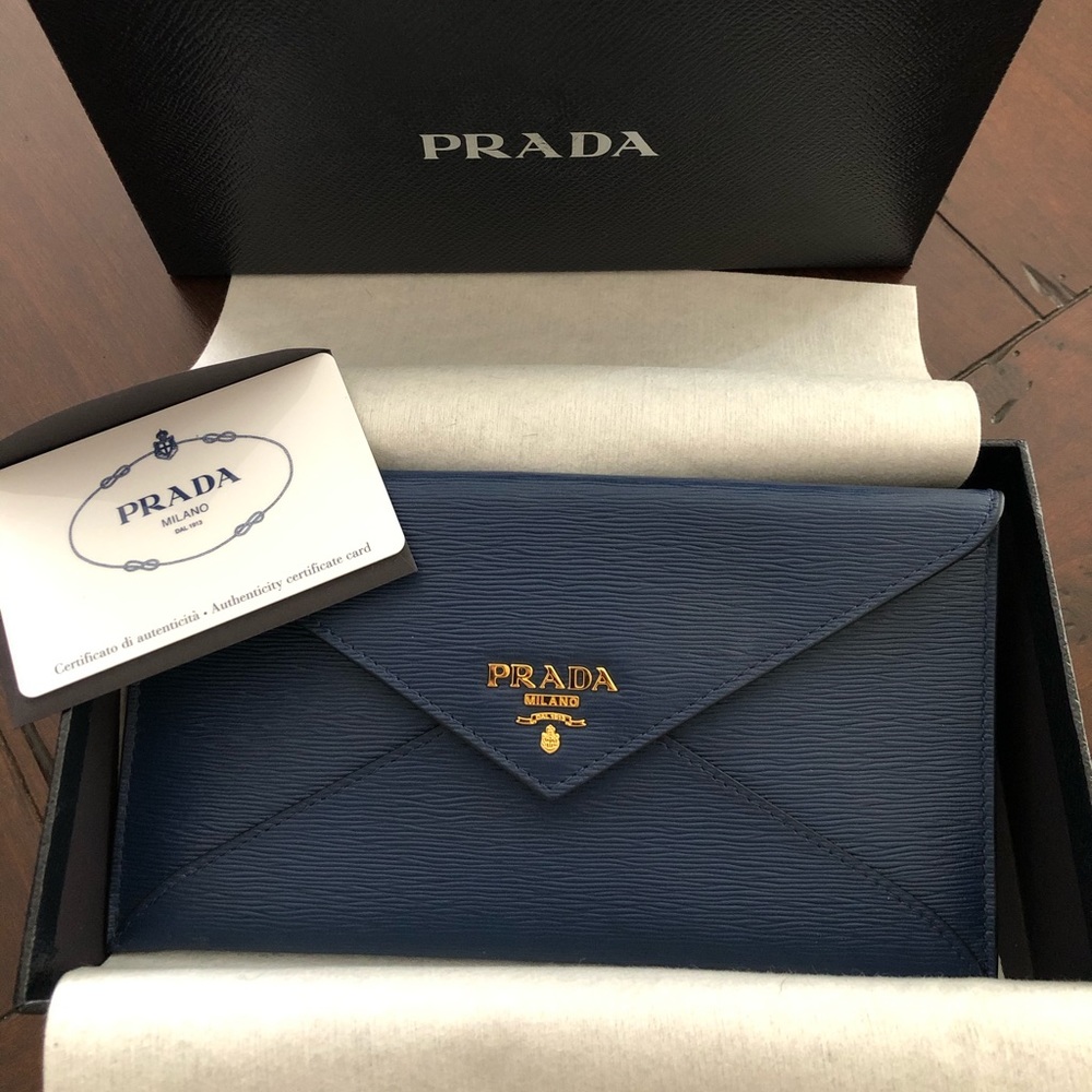 Prada leather (non-reptile) envelope clutch